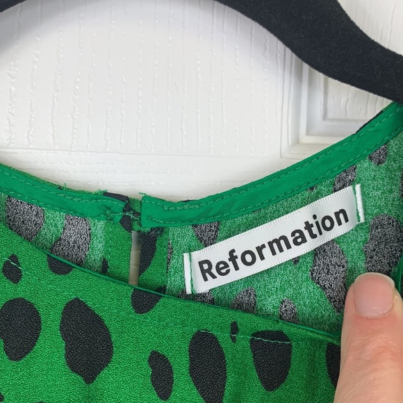 Reformation Kelly green and black Dulce mini dress sz 4 - Picture 6 of 13